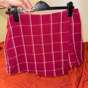 Forever 21 Burgundy Plaid Pencil Skort